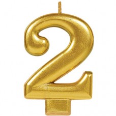 Numeral #2 Gold Candle