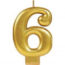 Numeral #6 Gold Candle
