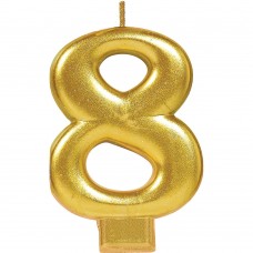 Numeral #8 Gold Candle