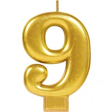 Numeral #9 Gold Candle