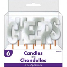 CHEERS Silver Metallic Candle Pick
