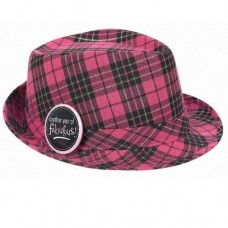 Pink Plaid Fedora Hat