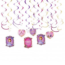 Sofia The First 12 Swirl Decorations