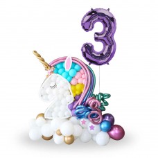 Unicorn Balloon Mosaic  with Number