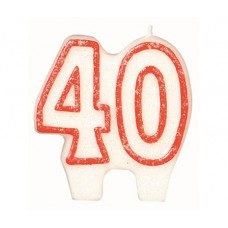 Number 40 Glitter Red Candle